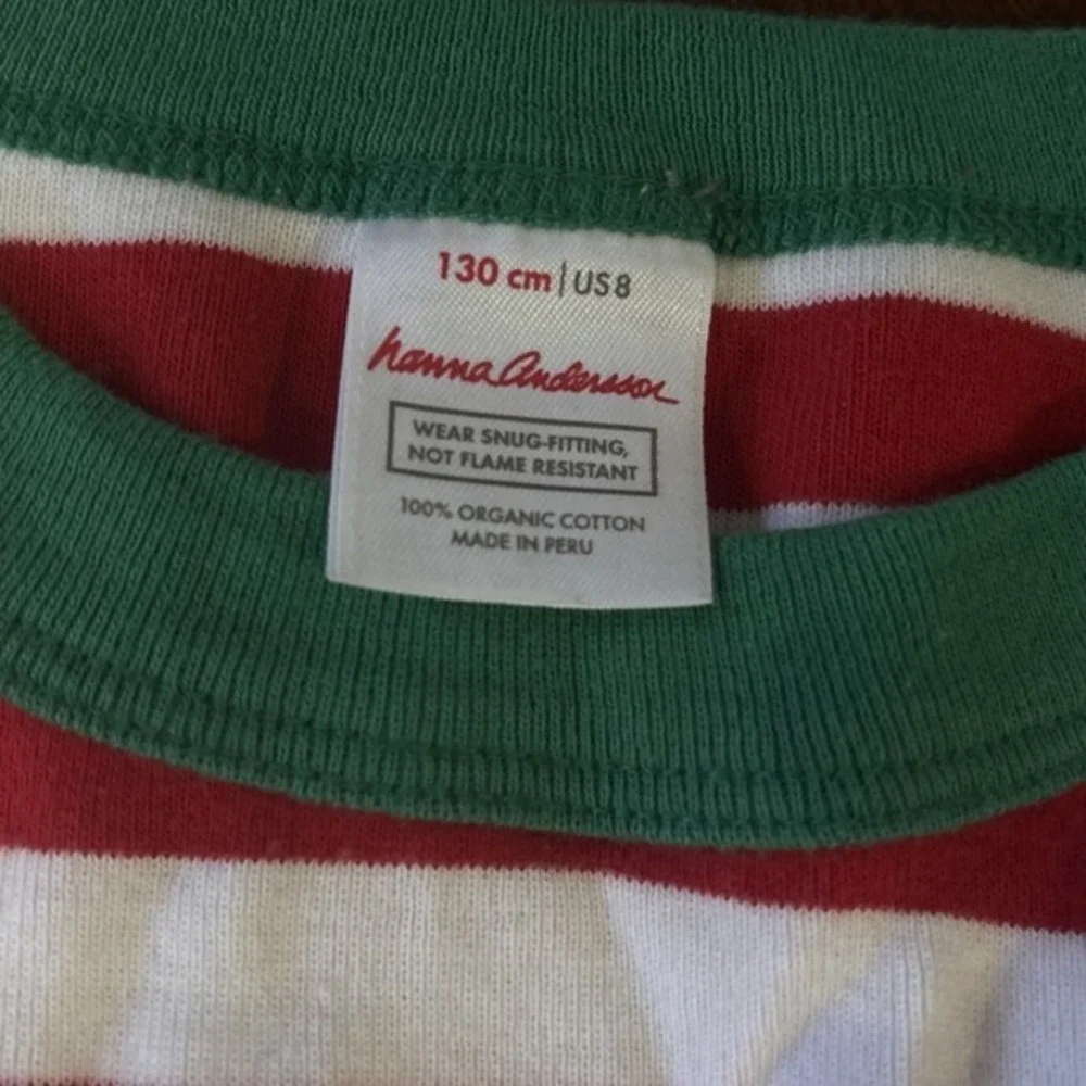Hanna Andersson Pajama Set 130 cm‎ (US 8) Top/Bottom Green/White/Red